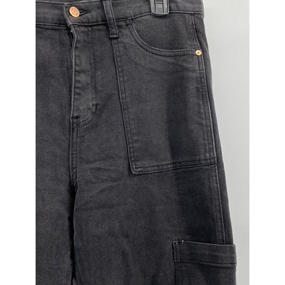 AND NOW THIS Women's Black Relaxed-Fit Straight-Leg Denim Utility Jeans SZ 30 - Picture 3 of 10
